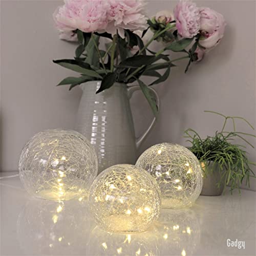 Gadgy Glass Ball Set of 3 LED Ball Table Decoration Autumn Christmas Decoration Indoor Window Sill Decoration Decorative Light Ball Indoor Battery Operated Decorative Balls LED Decorative Light Table