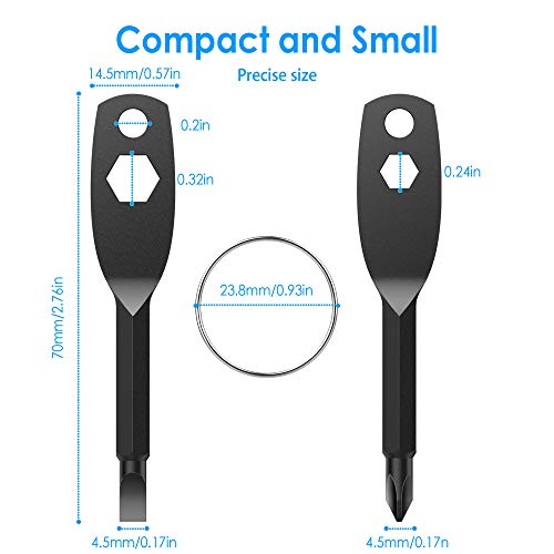 Portable Keychain Screwdriver 4-in-1 Multifunction Screwdriver set, EDC Pocket Screwdriver Consists of a Slotted Screwdriver and Phillips Screwdriver Hex Wrench Hand Repair Tool(Style two, black)