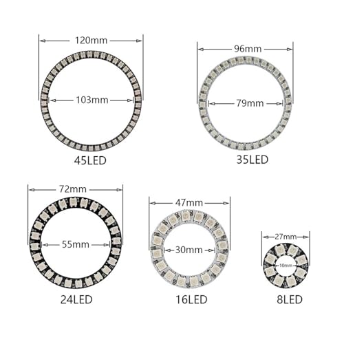 Anneau LED WS2812B 5V 8 Pixels avec Contrôleur SP110E pour Éclairage Sans Soudure Complex - 2