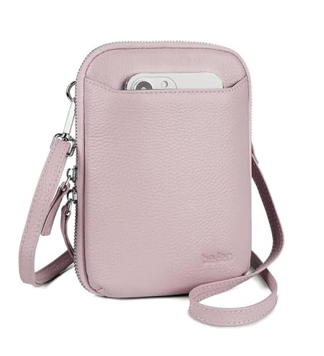 Image of befen Genuine Leather Crossbody Cell Phone Purse for Women, Small Zip Around RFID Blocking Crossbody Wallet Bags