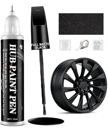 Amiss Full Matte Black Rim Repair Kit, Wheel Paint and Rim Paint Touch Up Pen for Curb Rash, Universal Alloy Wheel Scratch Repair for Scratches and Scuffs, Car Accessories (Full Matte Black)