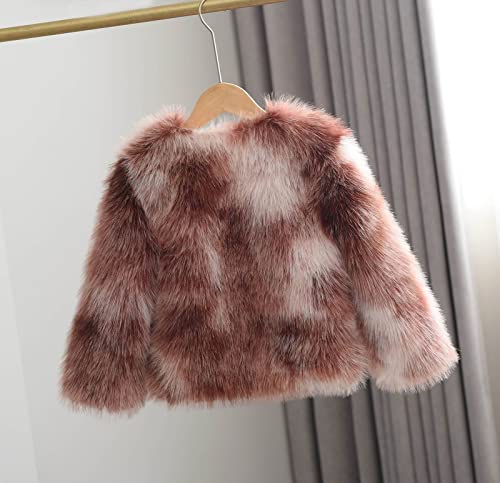 Baby Girls Shaggy Faux Fur Coat Jacket Winter Thick Warm Comfy Jacket Toddler Kids Crewneck Cute Fuzzy Cropped Outerwear2
