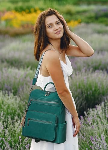 Image of Shrrie Vegan Leather Backpack Purse for Women with Adjustable Shoulder Bag | Water Resistant Fashion Designer Travel Backpack,Convertible Shoulder Bag with Wristlet,College Work