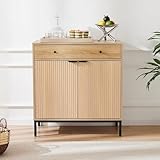 Mericonia Aparador de buffet con cajón, mesa de estación de café de granja, almacenamiento de cocina con puertas y estantes ajustables, armario de madera moderno para comedor, sala de estar, entrada