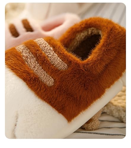 Image of Cat Paw Slippers - Unisex Adults & Kids - Beige - Slip-On - Plush & Memory Sponge Interior - Anti-Slip EVA Sole - Washable - Home Slippers