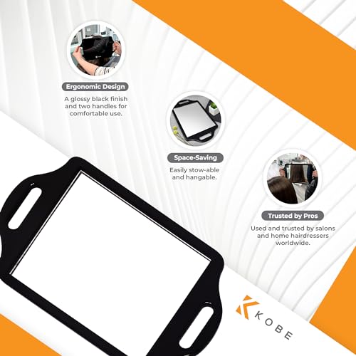 Kobe Regent Street - Professional Hairdresser's Two-Handled Salon Back held Mirror, ideal for home or salon use, lightweight and easy to hold and store, Ideal hand held mirror. - Image 3
