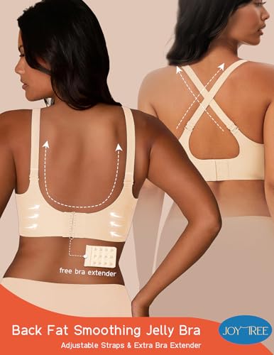 Image of JOYTREE Silky Bras for Women No Underwire V Neck Bralettes for Women Cloud Feel Everyday T Shirt Bra with Extender