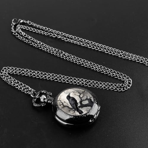 Tiong Pocket Watch Black Vintage Steampunk Quartz Pocket Watch Costume Men Women Necklace Jewelry Gifts - Image 6