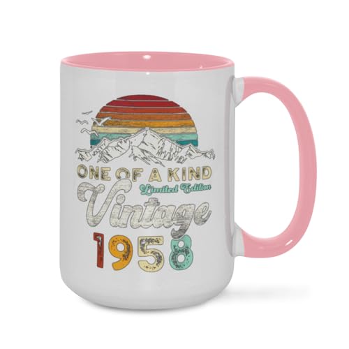 1958 Birthday Retro 58 Tri Line Mugs 15oz,Coffee Ceramic Tea