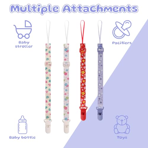 Image of SNOWIE SOFT 2Pcs Silicone Pacifier Clip Chains with Safe Pacifier Clips, BPA-Free, Baby Soother Link Straps for Boys & Girls, Prevents Dropping