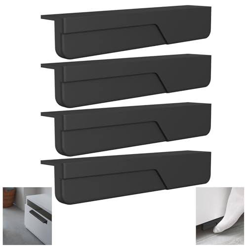 ZHXMALL Lot de 4 poignées de meubles de cuisine, pieds d'armoire, poignées adhésives noires, sans perçage, boutons de meubles en silicone, poignée de tiroir à ordures