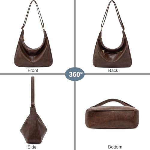 NIUEIMEE ZHOU Hobo Bags for Women Foldable Vegan Leather Shoulder Handbag Slouchy Tote Crossbody Purses3