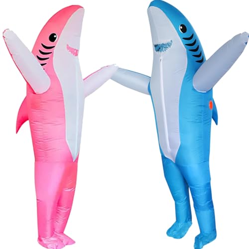 FXICH Costumes requin gonflables,Costume requin adulte Halloween costume de carnaval fête shark costume (requin adulte bleu&rose)
