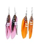MOPZIJA 2Pcs Feder Ohrringe Vintage Ohrringe Boho Ohrringe Karneval Ohrringe Indianer Hippie,aperol ohrringe，hippie ohrringe damen,aperol kostüm damen,für Themenpartys, Valentinstag, Geburtstag