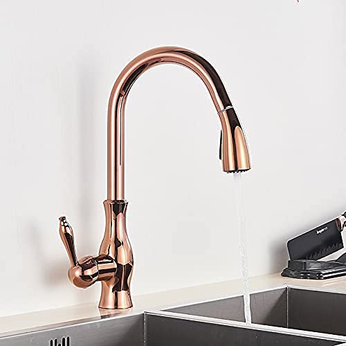 Robinet de cuisine or rose à douchette extractible pour sublimer vos moments gourmands