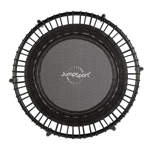 JumpSport 220 In Home Cardio Fitness Rebounder - Mini Trampoline with Premium Bungees, Workout DVD, and Online Access to Video Workouts - Safe, Sturdy and Gentle on the Body