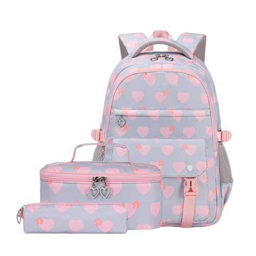 Sac à dos d'école grande capacité lot de 3 avec sac à déjeuner isotherme et trousse pour livre