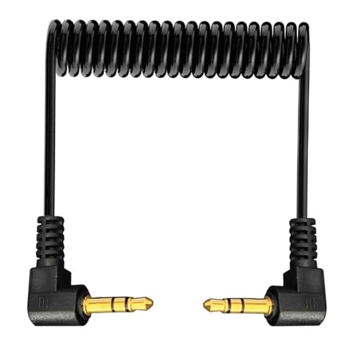 Image of HUHANGGod Coiled 90 Degree 3Pole 3.5mm Stereo Audio Cable (1meter)