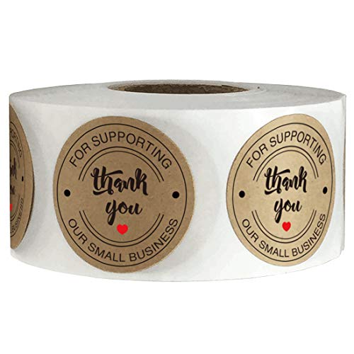 1.5" Round Kraft Thank You Stickers - Printed Thank You