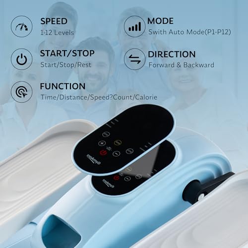 Under Desk Elliptical Exercise Machine, Electric Leg Exerciser with 12 Speeds, Forward & Reverse Modes,Quiet Compact Seated Pedal Stepper Machine with Remote Control for Seniors & Adults (Blue) by GymAora - Image 2