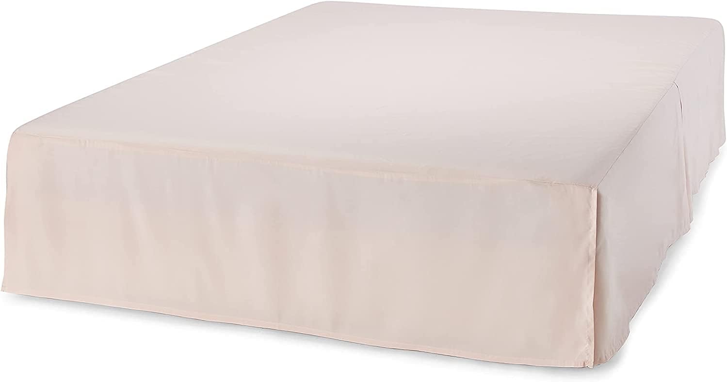 Wrap Around Pleated Bed Skirt-100 Percent Cotton-3 Fabric Sides Split Corner Bedskirt |600 Thread Counts| Tailored 16" Drop Length Ultimate Collection Beige Bed Skirt/Bed Frames King Size