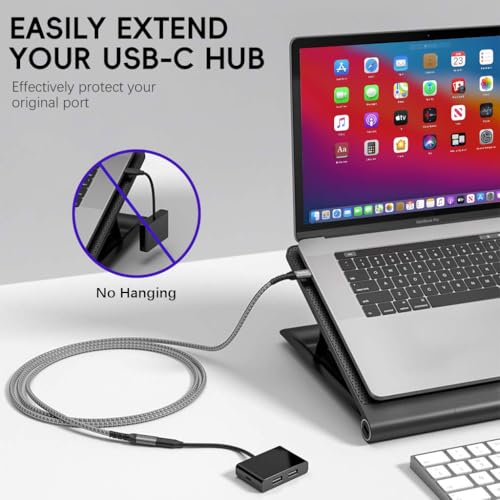 Image of Verilux PD 100W Type C Extension Cable Fast Charging, 1M /3.3FT USB C Male to Female Extension Cable Support 10Gbps Data Transfer, 4K@60Hz HD Video Output Compatible with iPad Pro, MacBook Pro, Grey