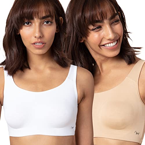 Image of NYKD NYB113 Cotton Non Padded Non Wired Full Coverage Slip On Everyday Bra Pack of 2