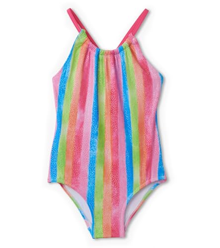 Hatley Girls Sleeveless One Piece Swimsuit, Rainbow Stripes, 12 Years