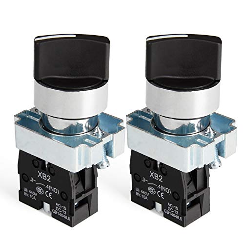 APIELE (Pack of 2) 22mm 2 Position Selector Switch Maintained 1NO XB2-10X/21 (2 Position Maintained)