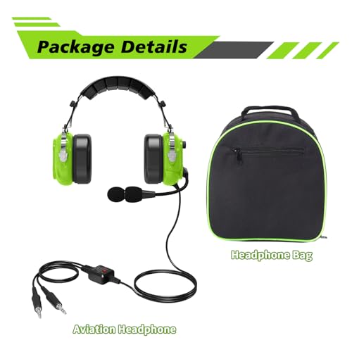 Image of WODASEN Aviation Pilot Headset for Students Flight School Passive Noise Canceling Aircraft Headphones with Boom Mic
