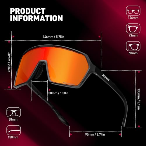 SCVCN Polarized Cycling Glasses Sports Sunglasses Men Women Bicycle MTB UV400 Protection Running Mountain Bike Baseball Biking Goggles Riding BMX Fishing Riding Golf Driving Softball 01 — view 6
