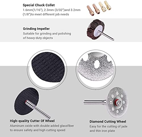 Rotary Tool Accessories Kit, Engindot 361 Pieces 1/8-Inch Diameter Shanks, Multifunctional Tools Universal Accessories For Easy Cutting, Grinding, Sanding, Carving, Polishing, Drilling #TOP2