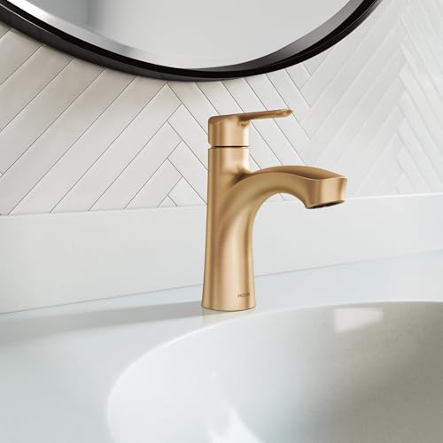 Moen Findlay Bronzed Gold Single-Handle Bathroom Faucet, Single-Hole Setup with Deckplate, 84516BZG by Moen - Used condition - Image 9
