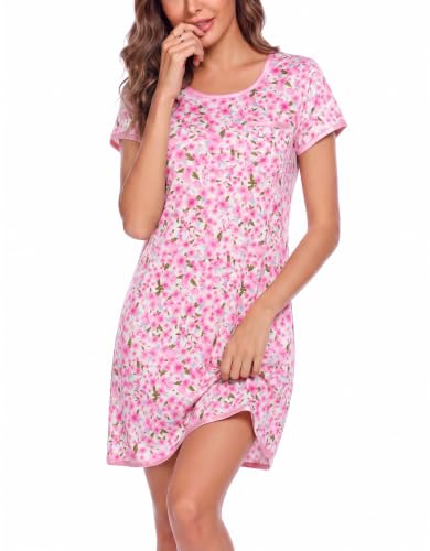 Image of Ekouaer Women's Nightgown Satin Patchwork Edge Pajamas Dress