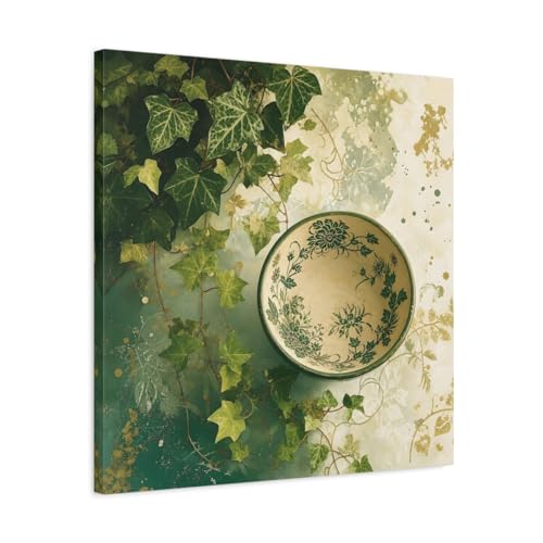 Toile lierre vert et or 3cm d'épaisseur style galerie