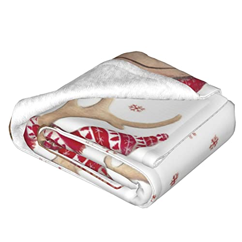 Couverture de canapé imprimée élan de Noël avec plaid lit double couche doux