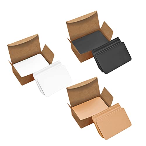 VANRA 300 Stück Blanko-Papierkarten Karteikarten Farbige Kraftpapierkarten Nachrichtenkarten für Büro Business Schulbedarf (Weiß/Schwarz/Karftbraun) Cover