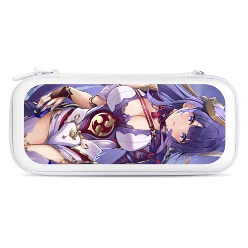 Nintendo Switch対応 UUki ハードケース 雷電将軍 稲妻の統治神 原神 Switch / Switch有機elモデル対応 衝撃吸収 防汚防水 全面保護 薄型 大容量 キャリングケース ゲームカード 15枚収納 White-style