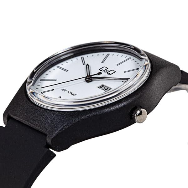 Image of Q&Q Men's Fibre Strap Analog Watch with Day & Date Display - 100 Meters Water Resistant, Lightweight Sports Casual Wristwatch - A212J001Y