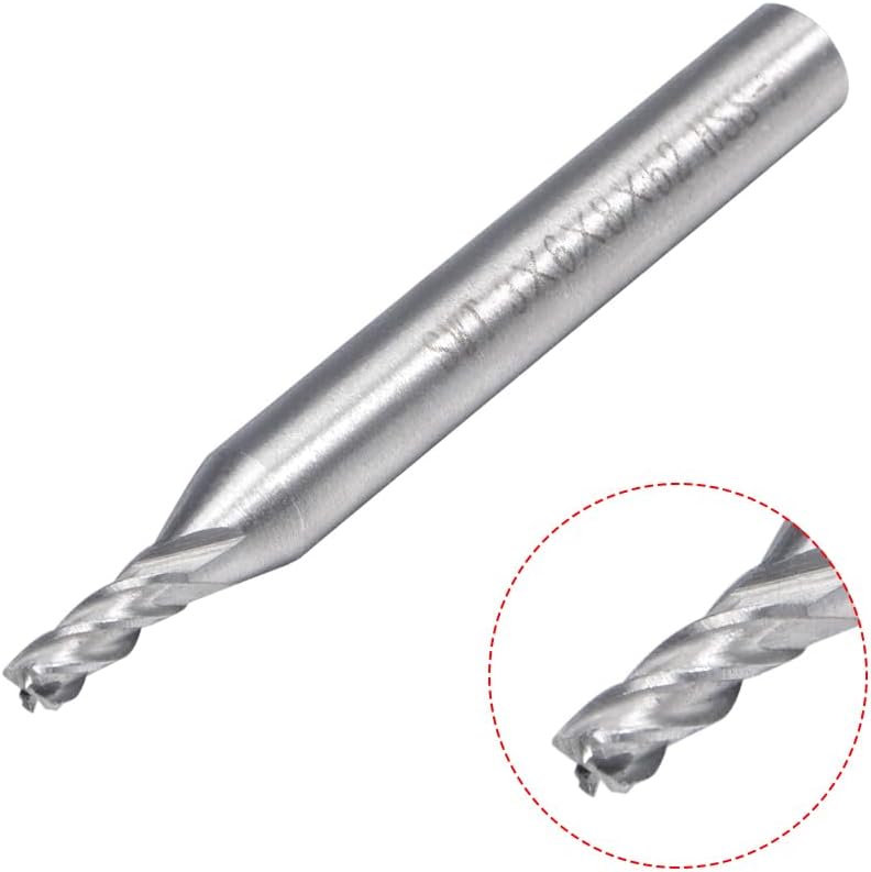 uxcell 2PCS 6mm Shank 3mm x 8mm Straight Flat Nose End Mill Cutter CNC Router Bits 4 Flute