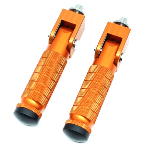 Image of Orange Motorcycle Bicycle Folding Foot Pegs 90 Degree Foldable Electric Motorbike Ebike For Super73 S2 /ZX /RX /R /S Passenger Footrests Rearsets Rear Set Footpegs foot Rest Pedals M8 Install Bolts