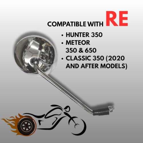 Image of Rear View Touring Chrome Mirror Compatible With RE Bikes (2021 To 2026)