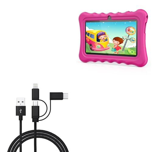 Image of BoxWave Cable Compatible with Excelvan X77 - AllCharge 3-in-1 Cable - Jet Black