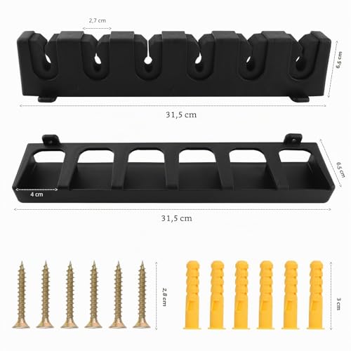 MOERDIFFER Support de canne à pêche, noir, ABS, 6 cannes de rangement, montage mural, accessoires de canne à pêche pour garage, bateau – vue 2