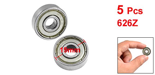 Image secondaire de sourcing map 5Pcs Roulement à Billes à Gorge Profonde 6x19x6mm Carbone Acier 626ZZ 626-2RS