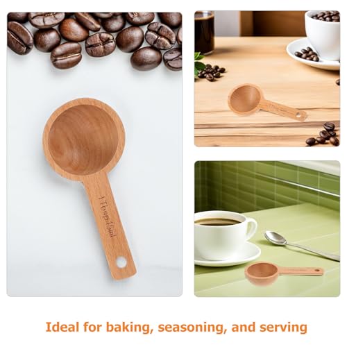 Cucharas medidoras de madera para cocina juego de 6 piezas de 15ml resistentes marrones 4
