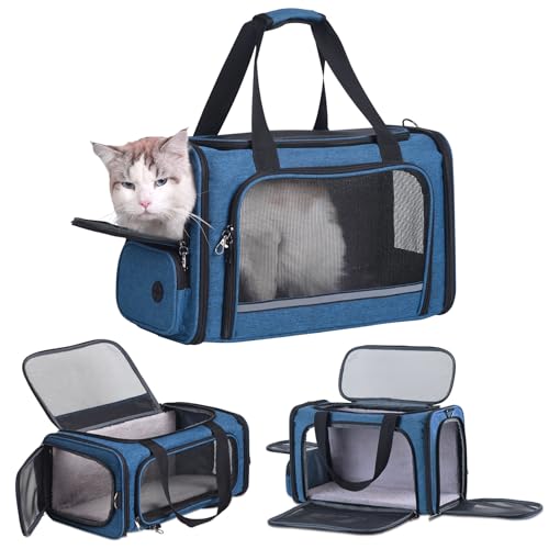 Cat-Carrier-Pet-Travel-Carrier-by-Airplane-Approved-Under-seat-TSA-Airline-Approved-Soft-Sided-Carrier-Bag-for-catDogs175-x-85-x-11-inches-Blue