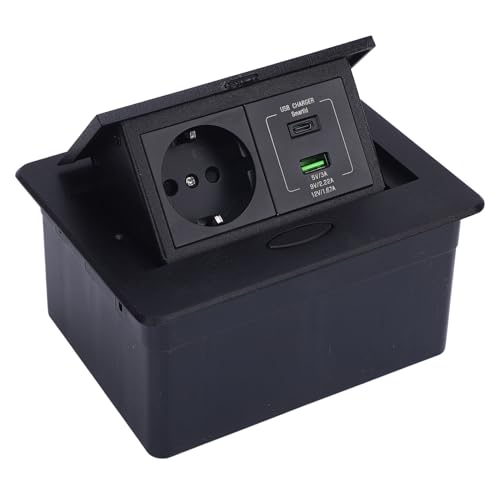 Prise plate en alliage d'aluminium pour sol de bureau et hôtel avec USB PD 20W