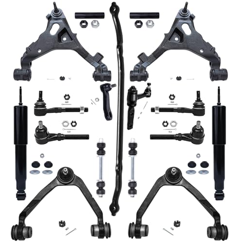 Image of Detroit Axle - 4WD Front End Kit for Ford Expedition F-150 F-250, Shock Absorbers Control Arms w /Ball Joint Sway Bars Tie Rods Center Link Pitman Idler Arms Adjusting Sleeves Replacement - 17pc Set