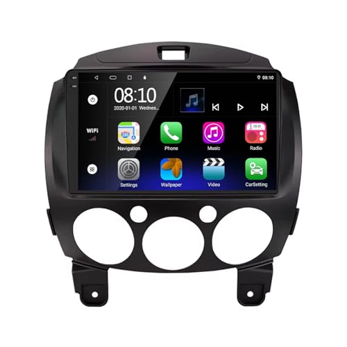 Car Stereo Carplay Radio de Coche para Mazda 2 DE 2007 2014 Soporta Bluetooth, Control Volante, USB, WiFi, 4G, Mirror Link, GPS Navegador/Radio FM, 8 Nuclear 4G+64G